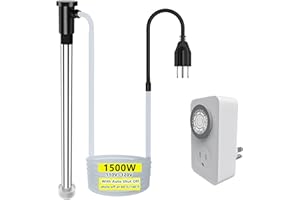 JUPSDDTH 1500W Immersion Water Heater – Submersible Electric Heater with Temp Control& Timer Auto Shut-Off, for Hot Tubs,Spa Tubs, baptismal, Inflatable Pools & Above Ground Portable Water Heater for Pool