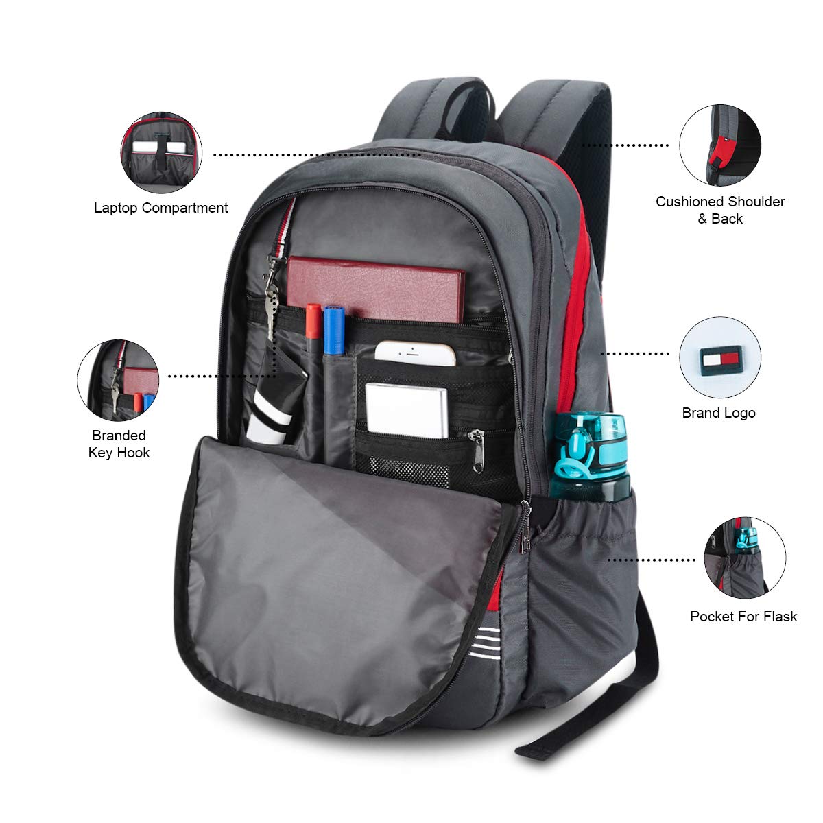 Tommy Hilfiger Bentley 24 Ltrs Grey Laptop Backpack (TH/BENTLEYLAP07