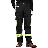 TICOMELA FR Pants High Visibility Cargo Pants NFPA2112 7.5oz Hi-Vis Flame Resistant Elastic Waist Pants