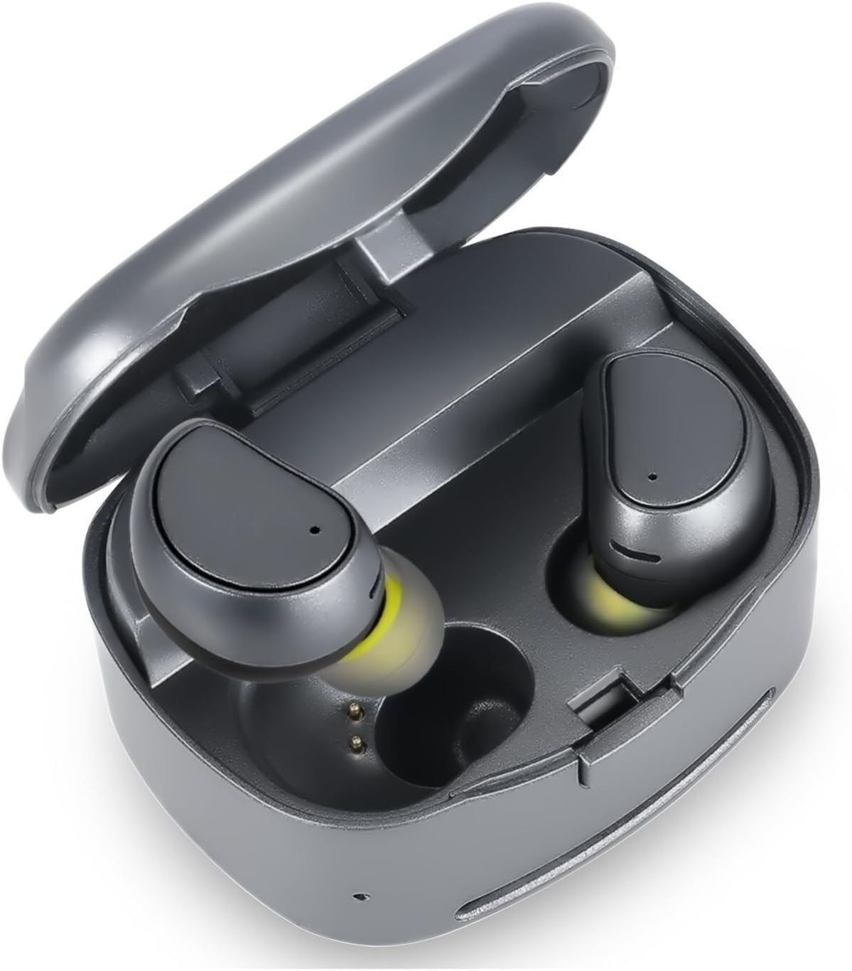Wireless Earbuds, Soundmoov Truly Bluetooth Earphones with Charging Box Noise Cancelling Sweatproof Mini Bluetooth Headphones for iPhone iPad, Smartphones Tablets, Laptop and More (Gray)