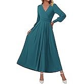 BTFBM Womens Long Sleeve Maxi Dress Fall 2025 Casual V Neck Knit A Line Flowy Pockets Elegant Party Wedding Guest Dresses