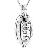 Oinsi American Football Cremation Locket Necklace For Ashes Of Loved Ones Stainless Steel Memorial Urn Jewelry Women Men Keepsake Fashion Necklace
