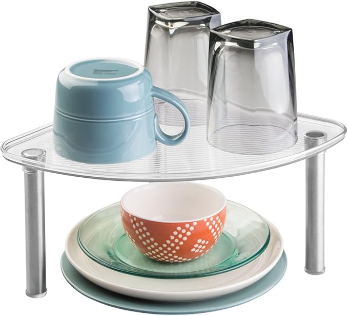 mDesign Free Standing Corner Storage Shelf for Kitchen or