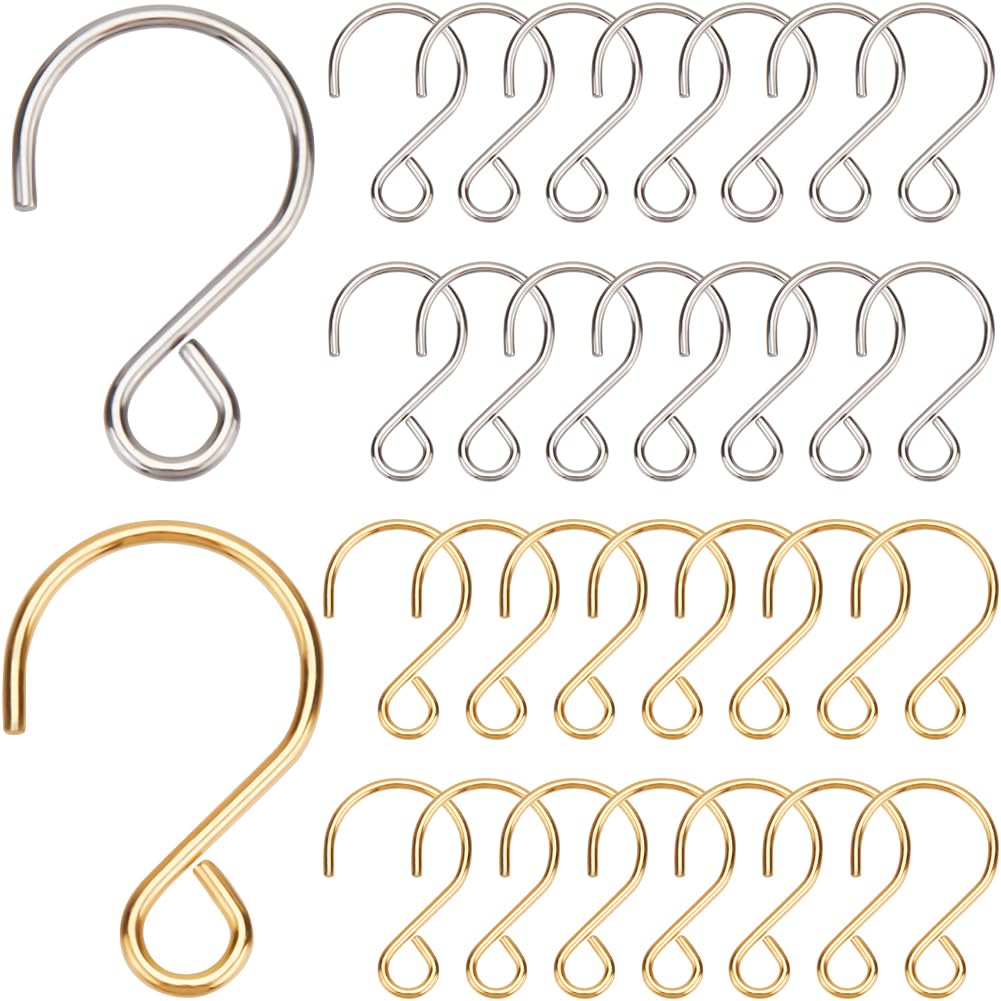 SOFPLATE 1 Box 300pcs S Shaped Hooks Stainless Steel Small S Shape Hooks Tiny Small Golden Silver Metal s Hangers Ornaments Hook for Christmas Home Decortion Crystal Glass Ball Sun Catchers Hanging