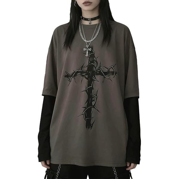 Fall Emo Top Loose Fit 2000s Clothing Long Sleeve Women Vintage