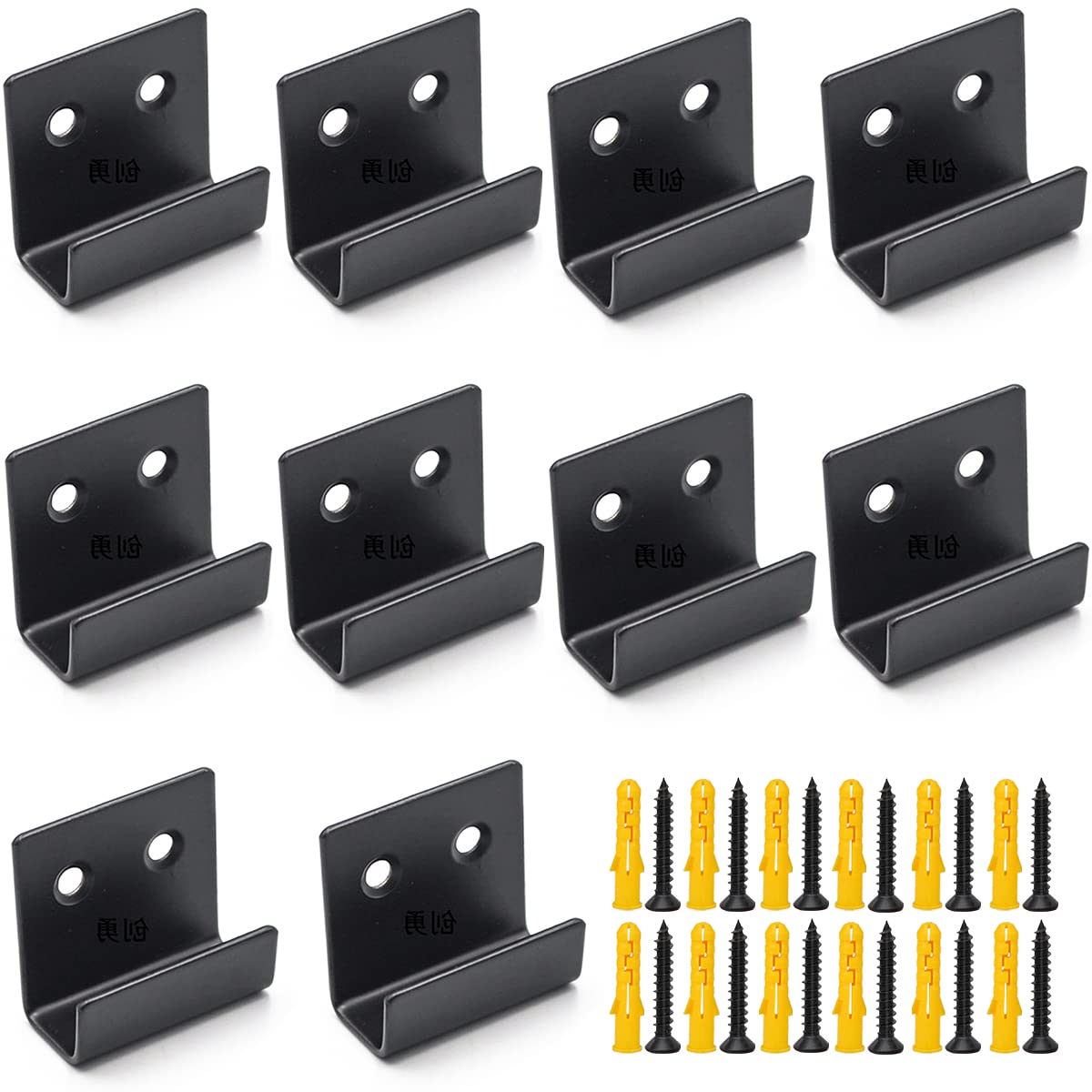 MgcTolBox 10pcs Wall Hooks Heavy Duty, Garage Hooks, Black U Brackets for Mirror, Hanging Picture, Ceramic, Bathroom, Kitchen