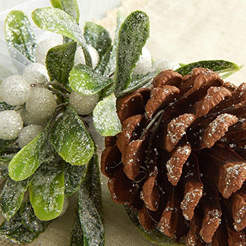 Factory Direct Craft Artificial Frosted Pinecone and Mistletoe Ornaments - 3 Ornaments