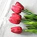 Meiwo Artificial Tulips, 10 Pcs Fake Tulips Flowers for Wedding Bouquets/Home Decor/Party/Graves Arrangement(Red)