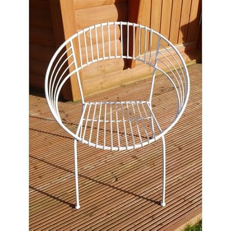 Retro Wrought Iron Bistro Patio Chair - Matching Table Available (White
