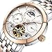 PASOY Men's Watch Automatic Mechanical Tourbillon Stainless Stell Date White Dial Skeleton Watches for Men