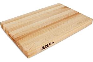 John Boos Maple Wood Cutting Board for Kitchen Prep, 1.5 Inch Thick, Large Edge Grain Rectangular Reversible Charcuterie Boos Block, 18" x 12" x 1.5"