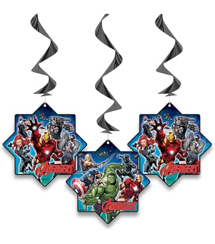 Amscan Avengers Hängedekoration – 12-teiliges Set Mit Captain Marvel, Iron Man, Hulk & Co. Für Mottopartys