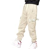 Boys Cargo Pants Cotton Casual Pants Elastic Waist Hiking School Uniform Sweatpants Joggers