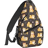 Famame Cute Dogs Shiba Inu Sling Backpack Chest Bag Crossbody Shoulder Bag Gym Cycling Travel Hiking Daypack For Men Women