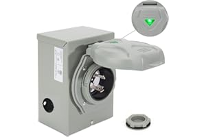 Afurkuot 30 Amp Generator Inlet Box with Pre Punched Knockouts, NEMA L5-30P Outdoor Generator Transfer Switch for 3 Prong Generator Cord, 30A Power Inlet Box for Outdoor Use