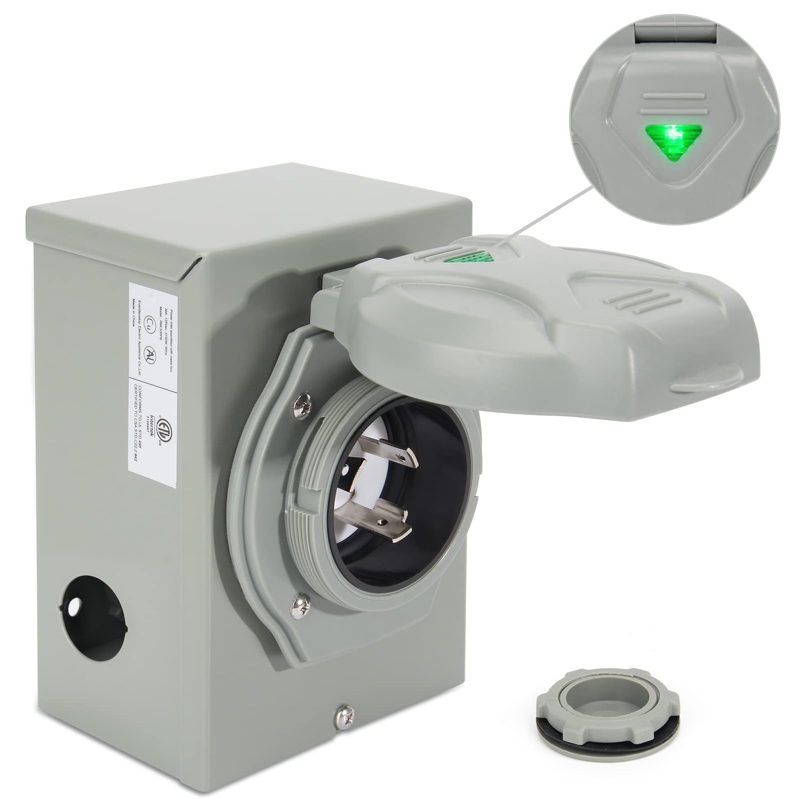 Afurkuot 30 Amp Generator Inlet Box with Pre