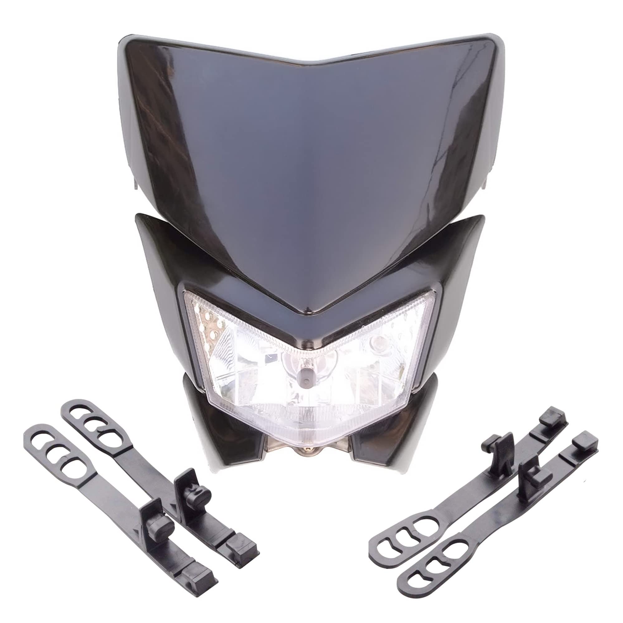 GOOFIT 12V 35W H4 black headlight lampshade with front fairing motorcycle Dirtbike off road motorcycle black dit Pocketbike