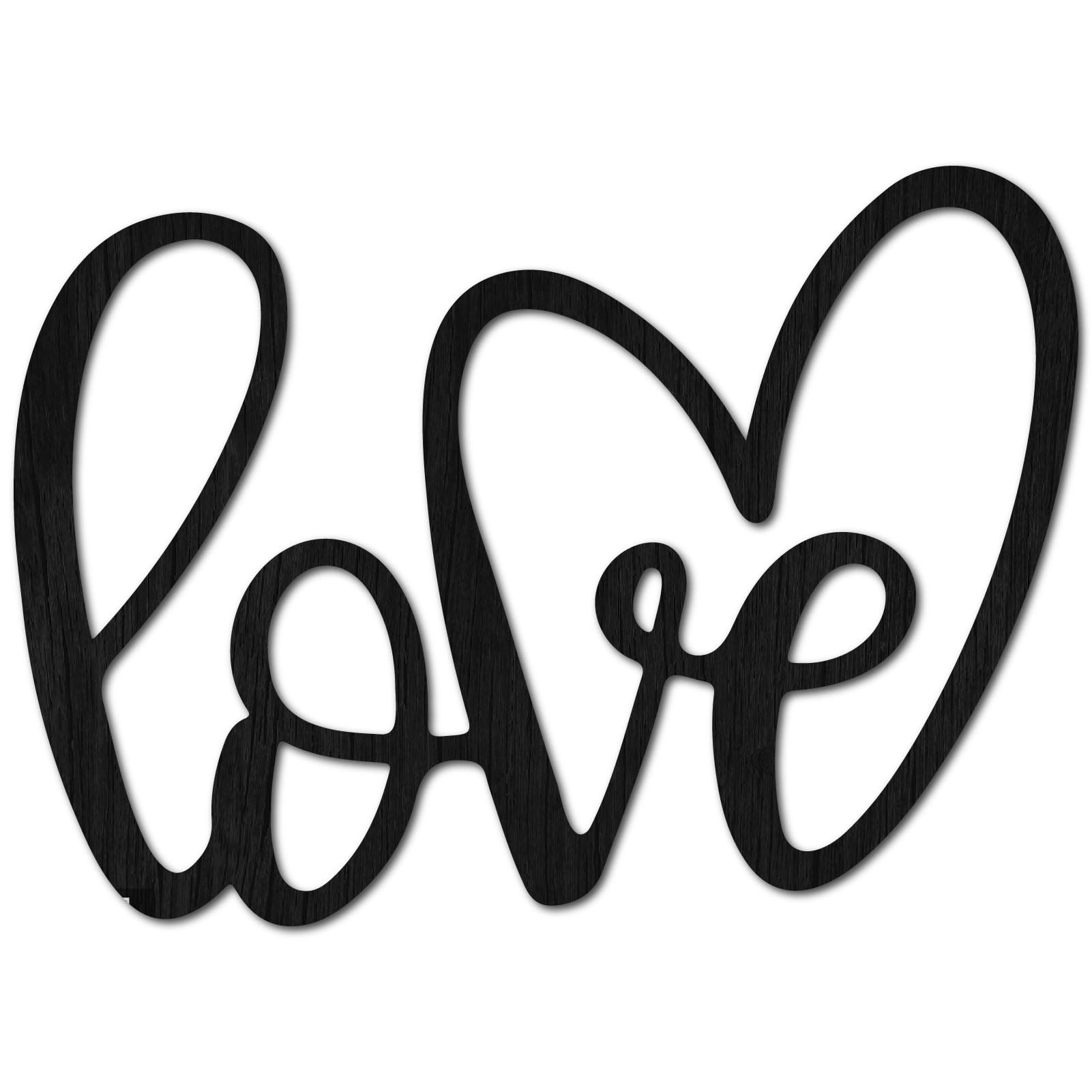 CREATCABIN Cutout Love Wood Sign Unfinished Wooden Love Sign Wooden Word Hanging Wall Art Decor Sign Sculpture Love Letter DIY Block Ornaments for Farmhouse Front Door Home Decorations 11x8 Inch-Black