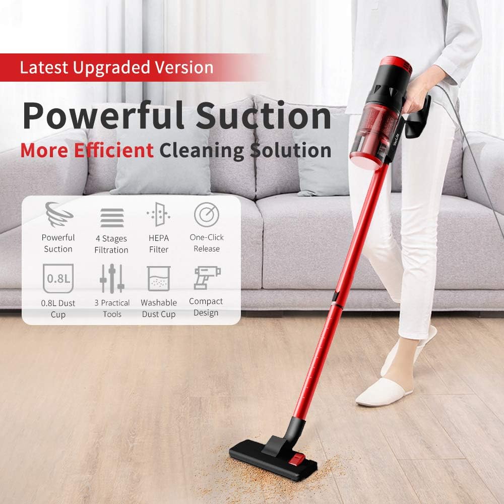 VacLife Stick Vacuum Cleaner - Corded 2 in 1, 4 Stages Filtration Powerful Vacuum Cleaner for Pet Hair with Washable HEPA Filter, Lightweight Vacuum with 3 Practical Tools for Hard Floor -
