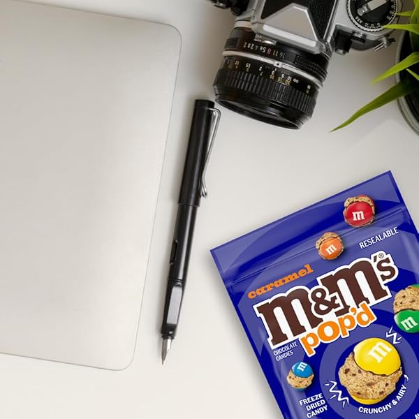 M&M’S POP’D CARAMEL CHOCOLATE CRUNCHY FREEZE-DRIED CANDY 5.5 OZ RESEALABLE BAG