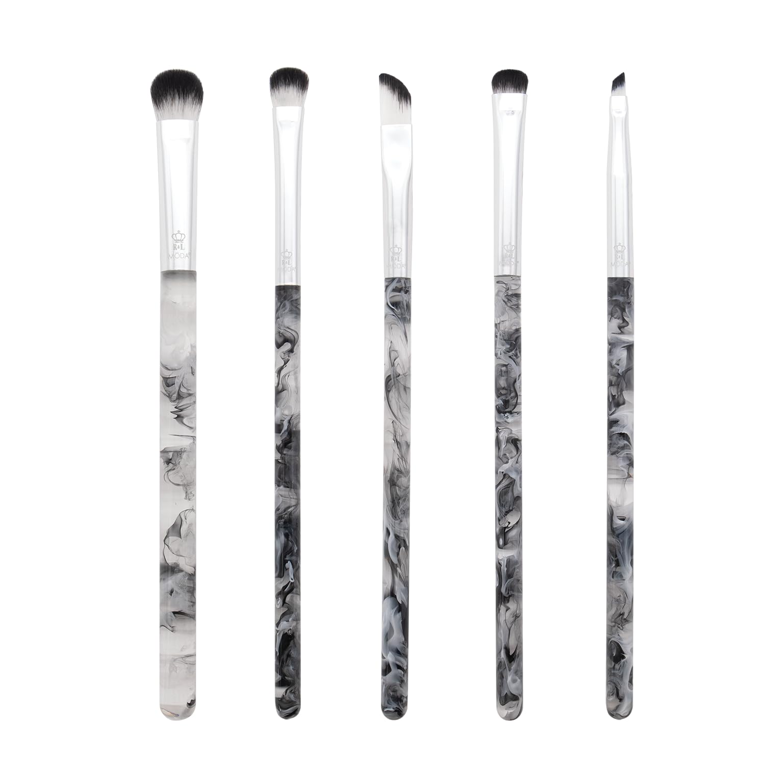 MODA Smoke Show, 5pc Eye Makeup Brush Set, Includes - Shadow, Shader, Triad, Smudger & Liner Brushes, Black