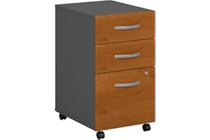 Bush Business Furniture Series C 3 Drawer Mobile File Cabinet in Natural Cherry, Assembled Office Storage Unit for Home or Commercial Spaces