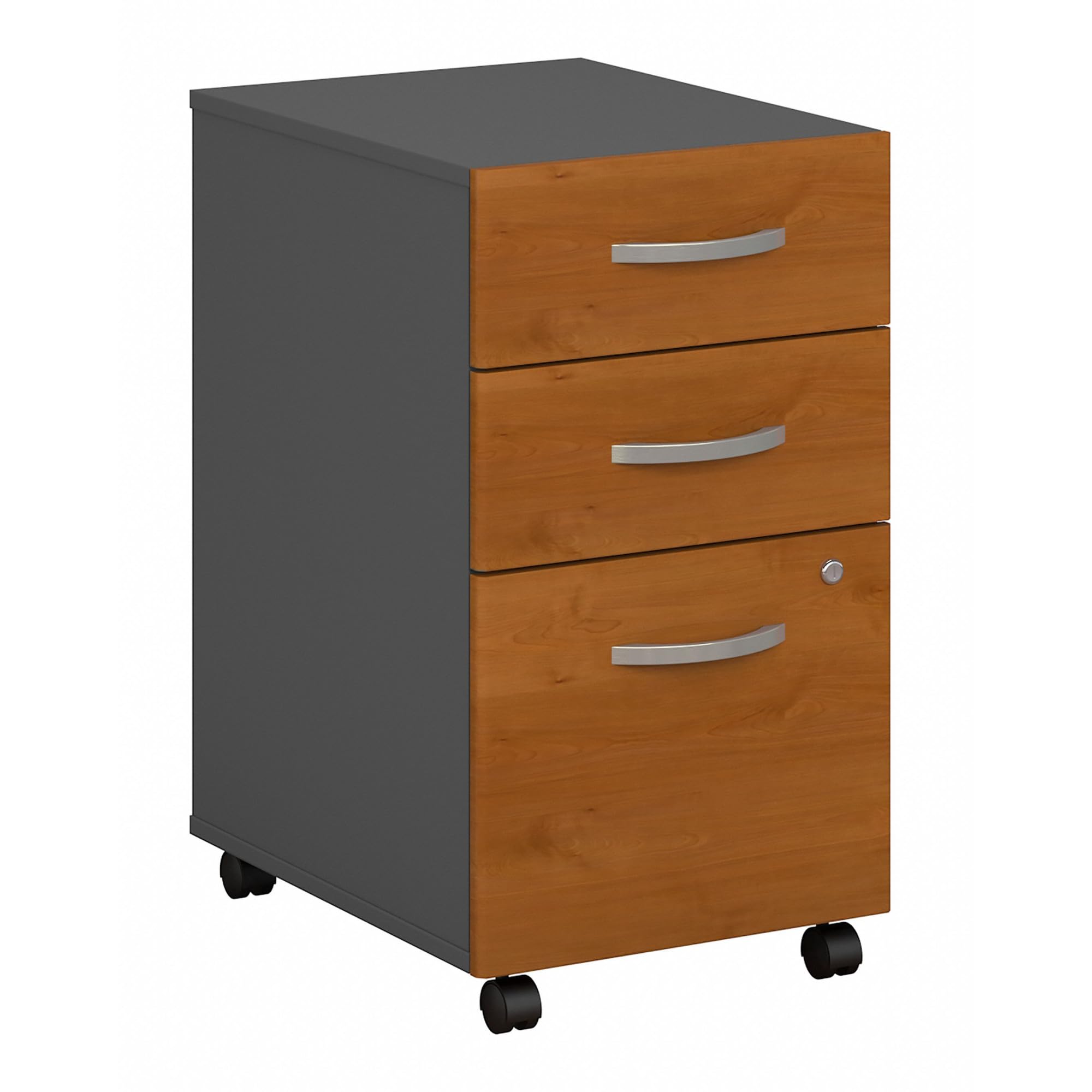 Photo 1 of **SCRATCH DAMAGE**Bush Business Furniture Series C 3 Drawer Mobile File Cabinet in Natural Cherry, Assembled Office Storage Unit for Home or Commercial Spaces