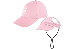 Pawaboo 2PC Owner and Dog Hat Set, Pet's Mom/Dad Baseball Cap Set, Dog Visor Cap Sun Protection Hats with Ear Holes and Adjustable Strap, Family Matching Hats, Medium, Pink