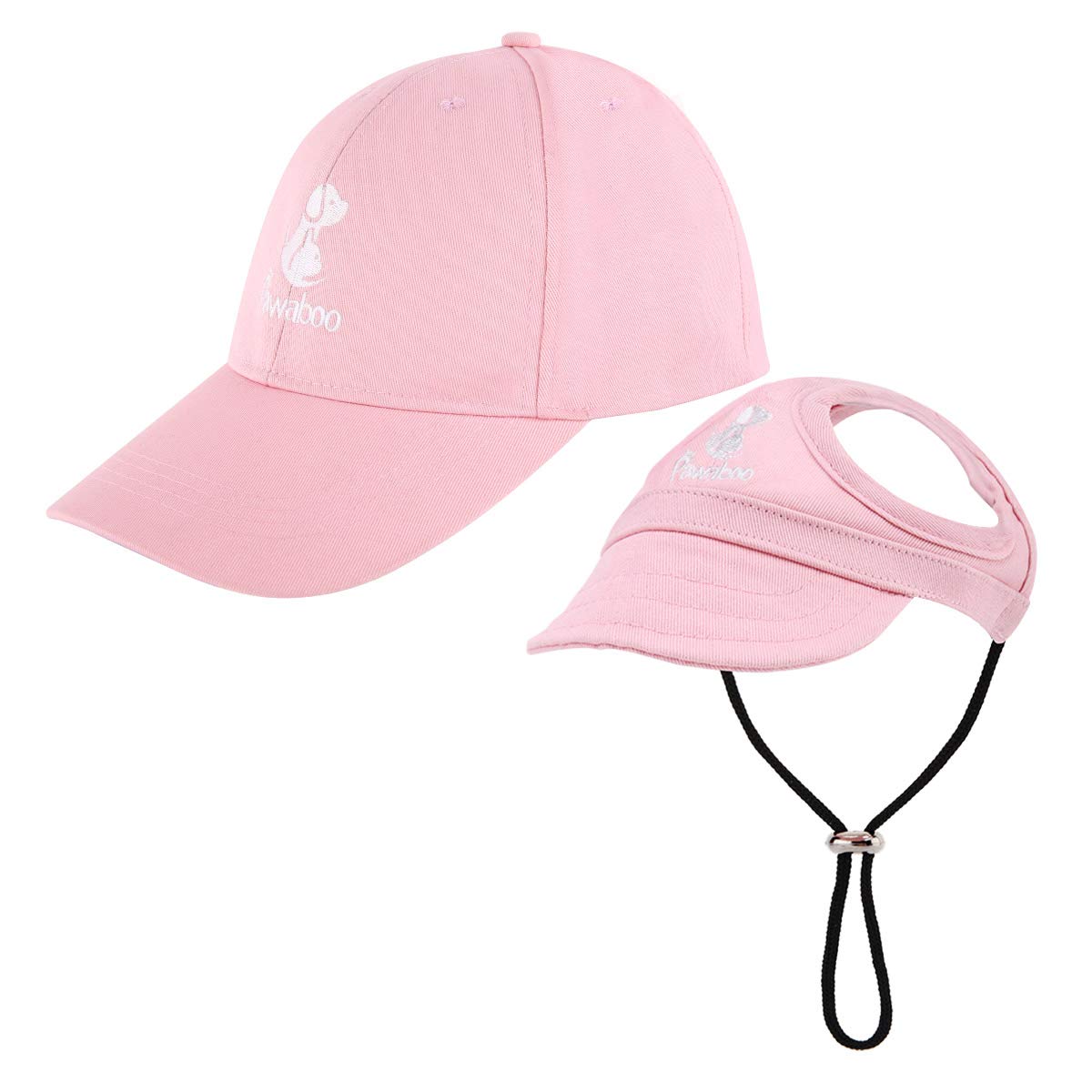 Photo 1 of Pawaboo 2PC Owner and Dog Hat Set, Pet's Mom/Dad Baseball Cap Set, Dog Visor Cap Sun Protection Hats with Ear Holes and Adjustable Strap, Family Matching Hats, Large, Pink