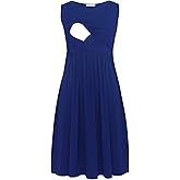 Smallshow Women's Sleeveless Nursing Dresses Patchwork Maternity Breastfeeding Dress