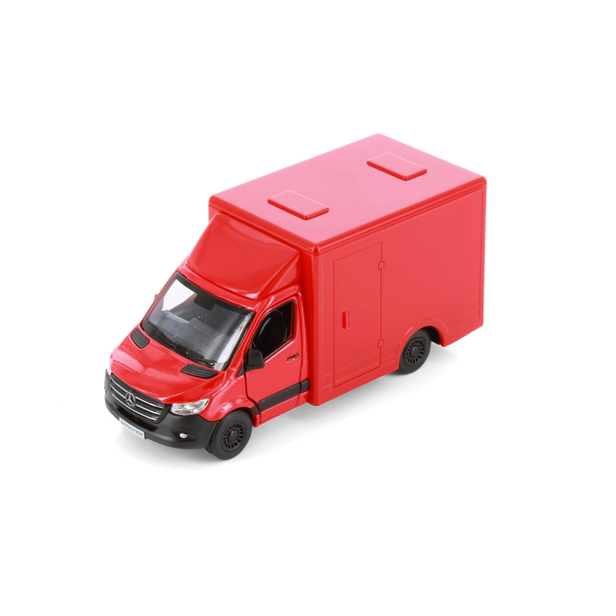 KiNSMART - Mercedes-Benz Sprinter Cargo Van 1:48 O Scale 5" Die Cast Metal Model Toy Van, Pull-Back Action (Red Box Truck)