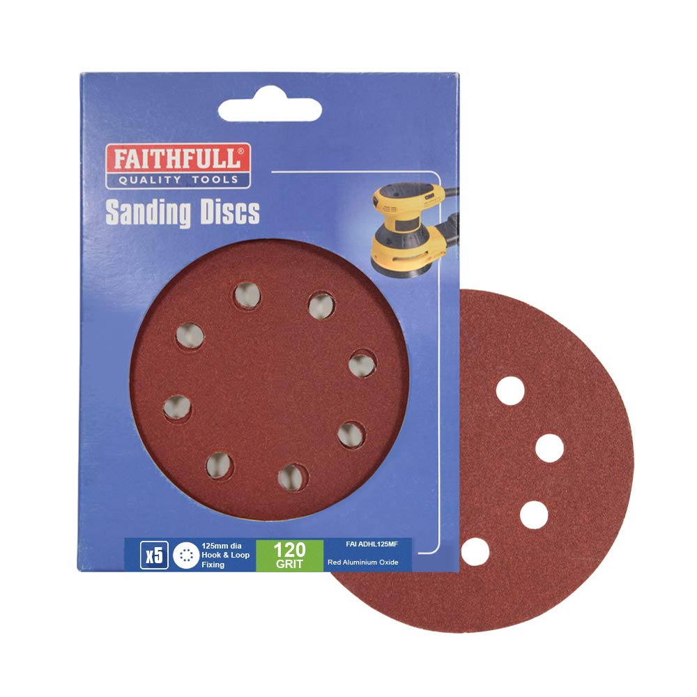Faithfull ADHL125MF 125mm Hook and Loop Sanding Disc DID3 Medium Fine (Pack of 5)