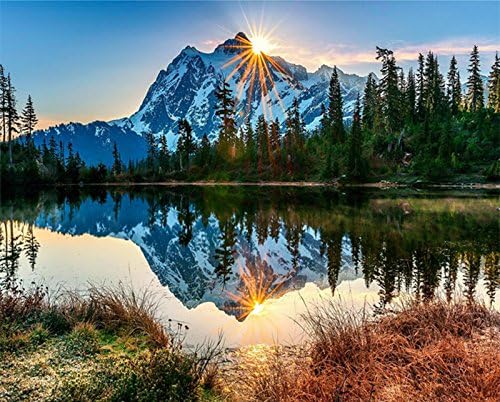 Paint by Numbers Kit Diy Oil Painting with Oil Paints Brushes for Adults Kids Beginner, Creative Gift Decorations16x20 inches - Snow Mountain Landscape (Without Frame)