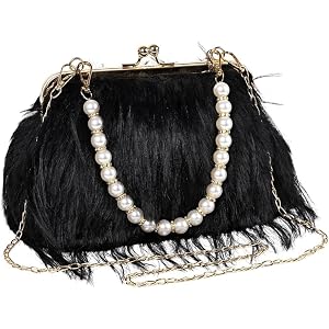 Feather Clutch Purse for Women, Fluffy Feather Handbags for Wedding Party