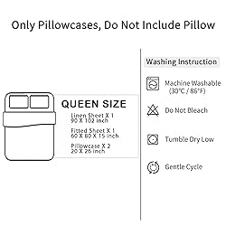 Bedding Linen Sheets Set Bed - 55% Linen 45% Cotton