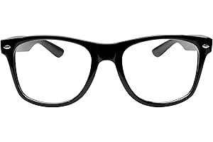 Kangaroo Black Fake Glasses - Classic Hipster Glasses Frames - Retro Clear Non Prescription Nerd Costume Fake Eyeglasses for Men & Women for Christmas Cosplay - Unisex Nerdy Accessories for Costumes