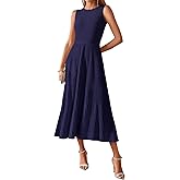 BTFBM Women Tank Midi Dress Summer Crewneck Sleeveless Pleated A Line Business Casual Formal Sweater Spring Dresses 2026