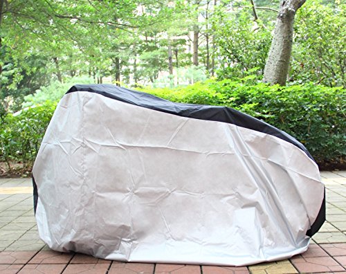 Mr.You Bike Cover 190T Heavy Duty - Bicycle Cover Waterproof Outdoor - Suits Mountain Road, Electric and Cruiser Bikes - Royal Blue & Silver