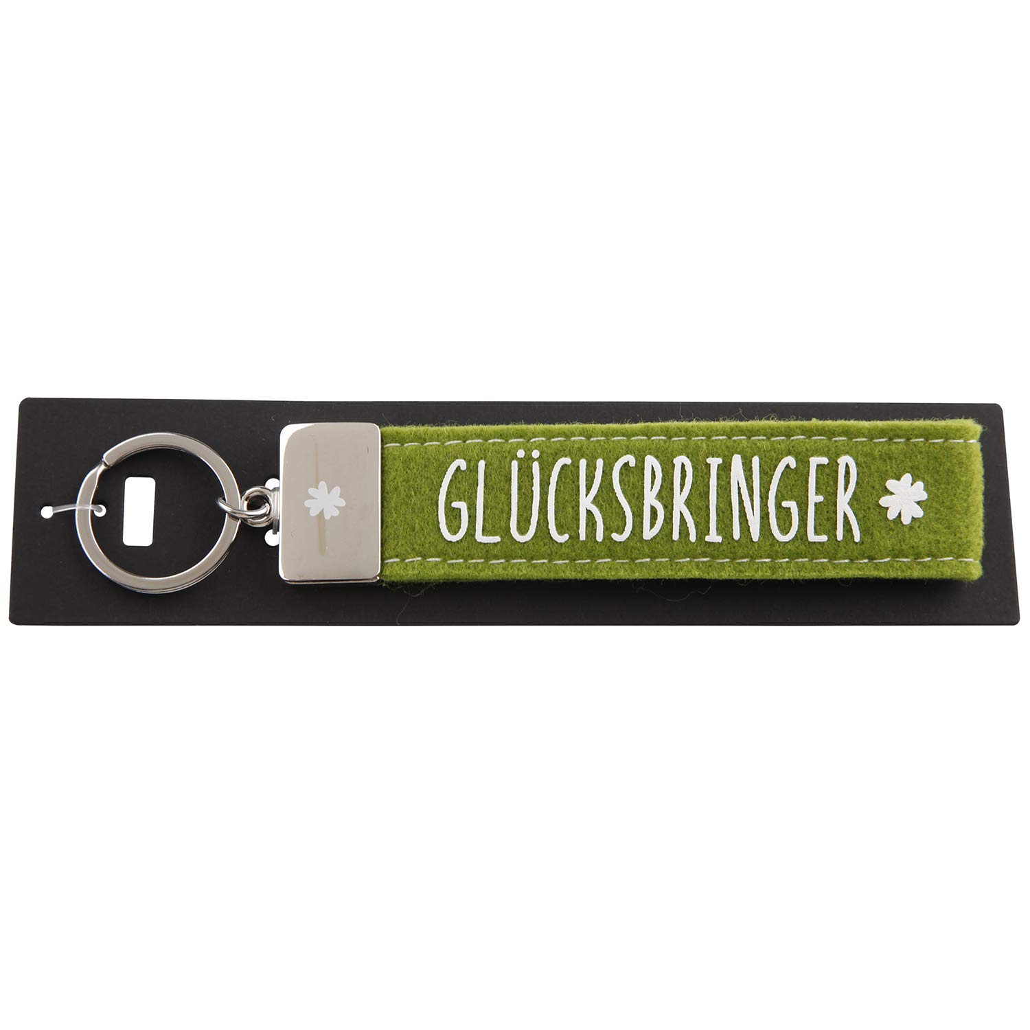Depesche 004298-015 Loops Felt Keyring with Engraved Metal End and Iconic Print, Lucky Charm, Green, Approx. 18.7 x 4.4 x 1 cm