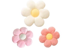 CANGHI 3Pcs Flower Pillow - Flower Shaped Throw Pillow Seating Cushion, Cute Daisy Flower Pillow Floor Pillows for Adults Kids Home Bedroom Sofa Chair Couch Decor (White/Lightpink/Pink, 15.74 in+19.68 in)
