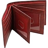 AG Wallets Bifold Leather Wallet for Men - Men’s Wallet with Double Center Flap & 3 ID Windows - Compact Wallet for Men - Cash Wallet with 12 Card Slots & 2 Billfold Compartments - Burgundy