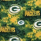 NFL Green Bay Packers Liquid Blue Football Print Fleece Fabric By the Yard