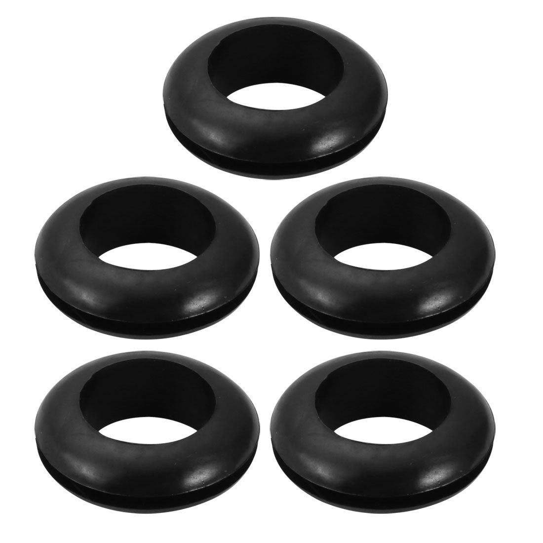 Sourcingmap 5pcs Wire Protective Grommets Black Rubber 21mm Double Sided Grommet