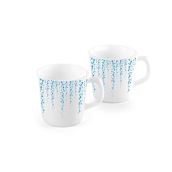 Cello Sky Fall Opalware Sisely Mug Set, 2-Pieces, White