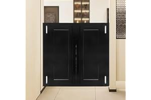 PINELICORN Swinging Doors Cafe Doors,Wood Saloon Swing Doors,Saloon Cafe Doors, Swinging Barn Door Swinging Door Auto Close Kitchen Bathroom Hallway Bar Swinging Door for Indoor (Black 35.4"x35.4")
