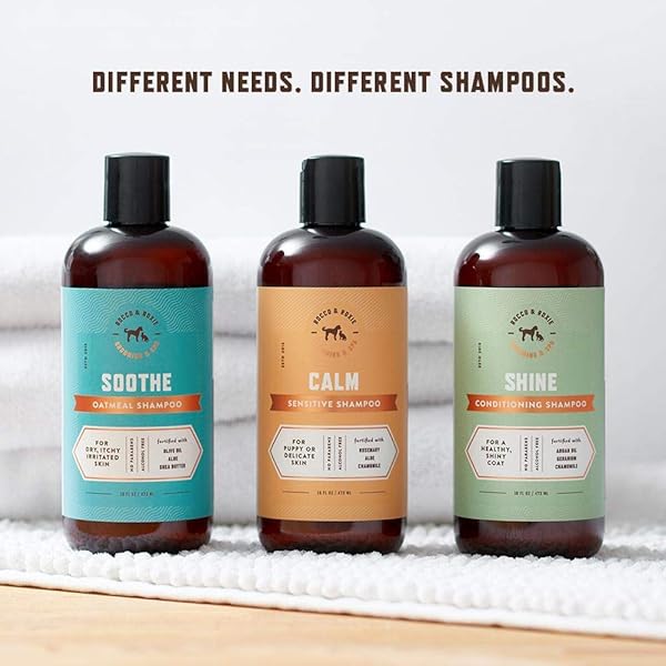 ROCCO & ROXIE SUPPLY CO. DOG SHAMPOO AND CONDITIONER – SOOTHE OATMEAL SHAMPOO FOR ITCH RELIEF, CALM HYPOALLERGENIC SHAMPOO FOR SENSITIVE SKIN, AND SHINE ARGAN OIL PET WASH – PUPPY BATHING SUPPLIES