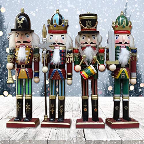 Jannyshop 11.81inch Wooden Nutcracker Decoration, Handmade Decorative Christmas Ornament for Festive Holiday Decor