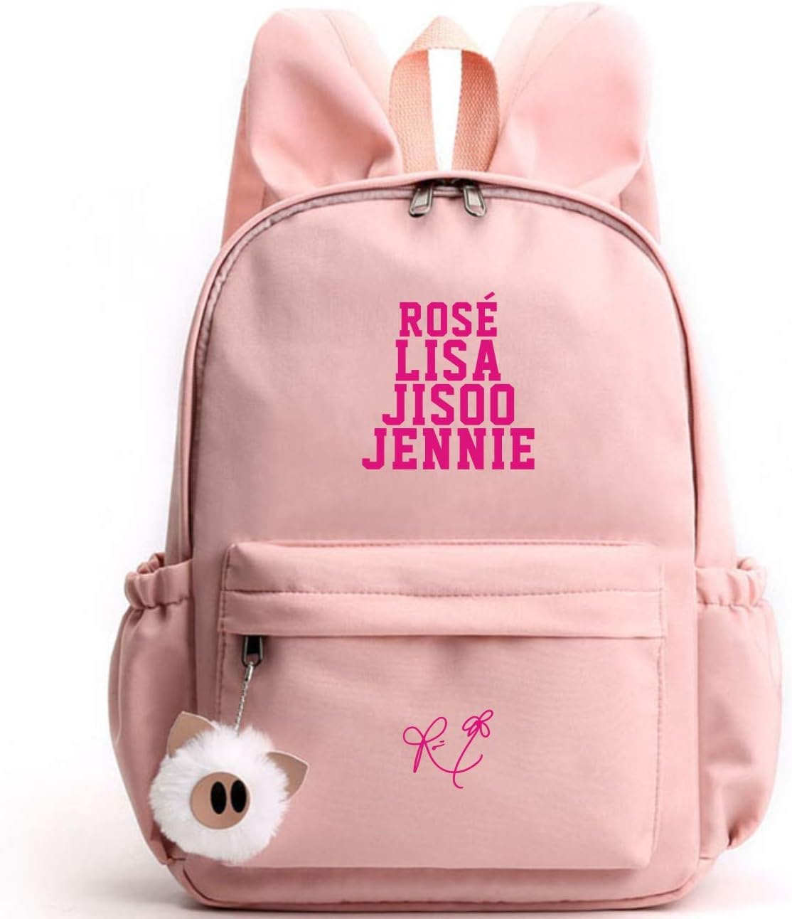 Kpop Cute Rabbit Ears Backpack School Bag Daypack Gift Merchandise Laptop Bag College School Bookbag Travel School Canvas Bag JISOO Jennie ROSÉ Lisa for Fans