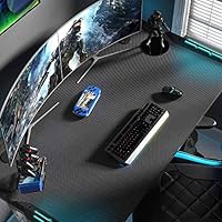 Amazon Com Eureka Ergonomic X1 S Gaming Computer Desk 44 5 Gamer Desk Pc Table Gaming Desks With Led Lights Large Carbon Fiber Surface Cup Holder Headphone Hook For Men Boyfriend Female Gift Office Products