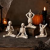 Halloween Yoga Skeletons Statue Set of 4 Skull Figurines Decorations Decor | Resin Material, Four Yoga Poses, Handmade, Halloween Decor, Indoor Display, Tabletop Decor, Collectible, Gift Idea